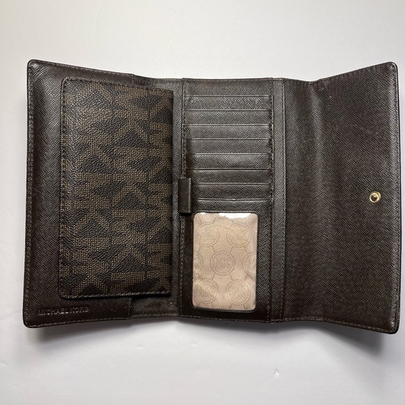 Michael Kors Brown Signature Continental Zip Wallet Long Multiple Compartments - Picture 7 of 12